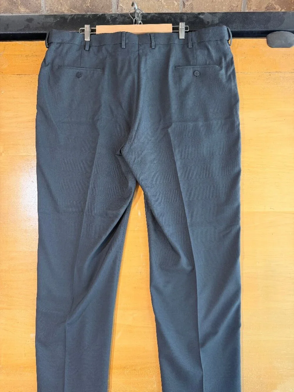 Haggar Premium Comfort Tonal Plaid Charcoal Gray Dress Pants 44X30